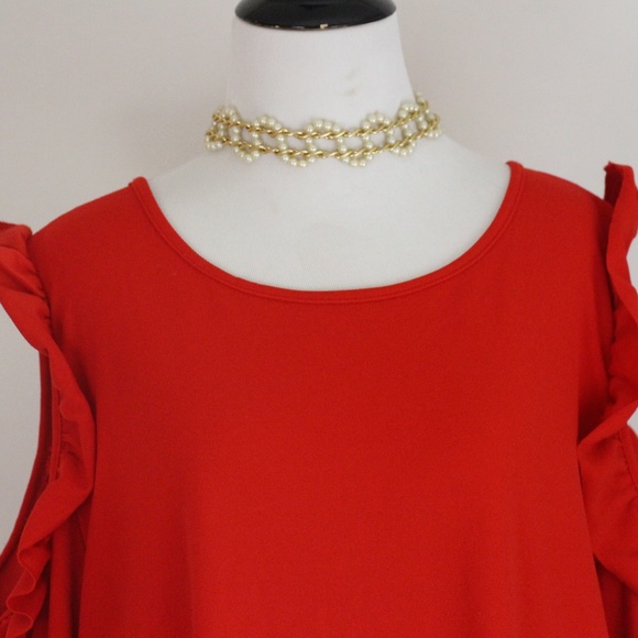 GLAMOROUS CURVE NWT Red Cold Shoulder Dress - Picture 3 of 8